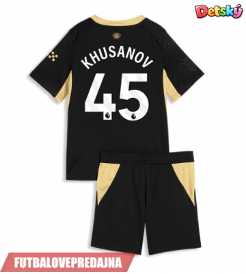 Lacne Dětský Futbalové dres Manchester City Abdukodir Khusanov #45 2026-27 Krátky Rukáv - Preč (+ trenírky)